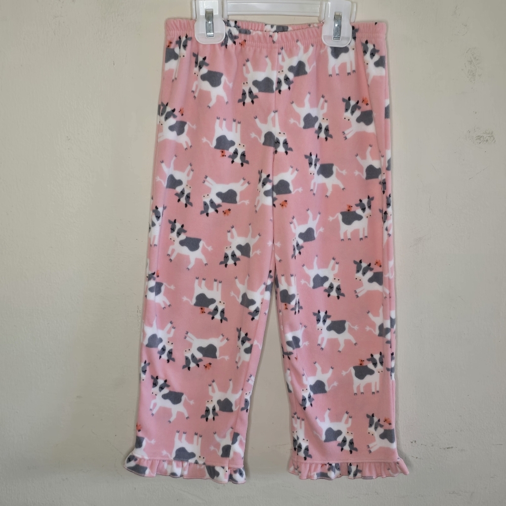 Simple Joys Girls Fleece Pajama Pants 5T Pink Cow Print Cozy Sleep Bottoms